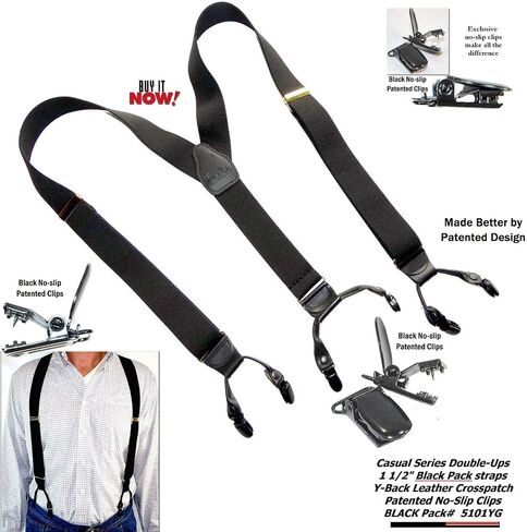 Hold-Up Suspender Company Casual Series Suspenders for Men Dual Clip Double-Up style Suspenders for Men No-Slip in Kuwait