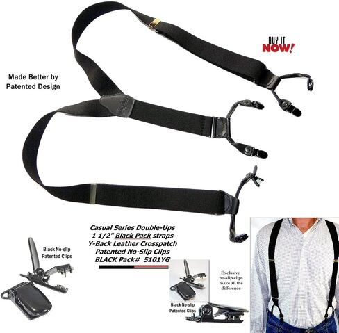 Hold-Up Suspender Company Casual Series Suspenders for Men Dual Clip Double-Up style Suspenders for Men No-Slip in Kuwait