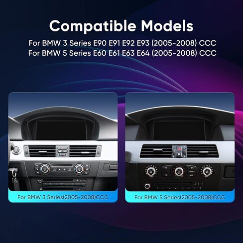 8.8 Inch Touch Screen for BMW 3/5 Series E60 E61 E63 E64 E90 E91 E92 E93 2005-2008 CCC System Upgrade CarPlay Andriod Auto Car Multimedias Player Original Stereo Radio iDrive Amplifer Retained Unit in Saudi Arabia