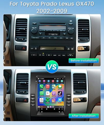【2G+64G】 لسيارة Toyota Prado Lexus GX470 2002-2009 Android Car Radio Stereo، Wireless Carplay Android Auto 9.7 بوصة شاشة لمس بلوتوث مستقبل صوت السيارة يدعم GPS WiFi كاميرا احتياطية FM/RDS HiFi SWC in Saudi Arabia