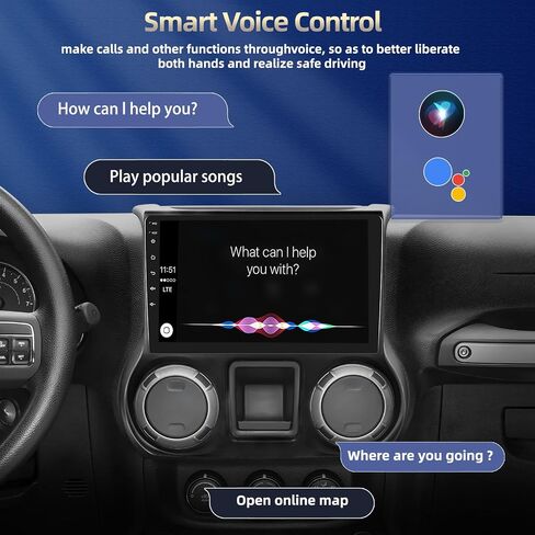 Hikity Android 13 Car Stereo for Jeep Wrangler 2011 2012 2013 2014، 10.1 بوصة 8 Core Wireless Carplay Android Auto 4G RAM+64G ROM 36EQ DSP التحكم الصوتي SWC USB in Saudi Arabia