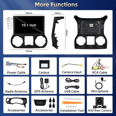 Hikity Android 13 Car Stereo for Jeep Wrangler 2011 2012 2013 2014، 10.1 بوصة 8 Core Wireless Carplay Android Auto 4G RAM+64G ROM 36EQ DSP التحكم الصوتي SWC USB in Saudi Arabia