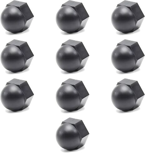 Yinpecly Acorn Hex Cap Nuts M10 قبة غطاء رأس صواميل نايلون مسدس مزخرف غطاء تاج قفل مشابك للبراغي البراغي لون أسود 10 قطع in Kuwait
