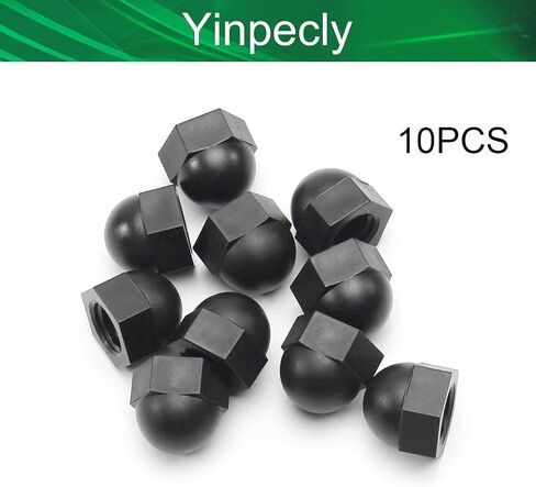 Yinpecly Acorn Hex Cap Nuts M10 قبة غطاء رأس صواميل نايلون مسدس مزخرف غطاء تاج قفل مشابك للبراغي البراغي لون أسود 10 قطع in Kuwait