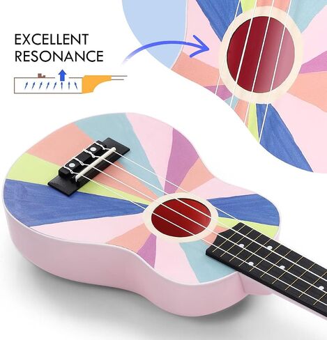 مجموعة أدوات القيثارة Kayazia Soprano مقاس 21 بوصة للمبتدئين والأطفال والكبار Uke Hawaii Mini Guitar مع حقيبة الحفلة (وردي) in Saudi Arabia