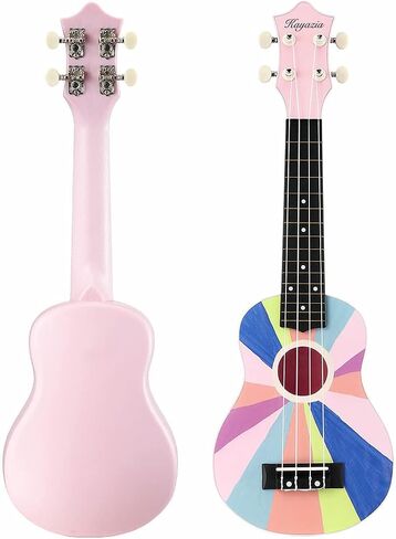 مجموعة أدوات القيثارة Kayazia Soprano مقاس 21 بوصة للمبتدئين والأطفال والكبار Uke Hawaii Mini Guitar مع حقيبة الحفلة (وردي) in Saudi Arabia