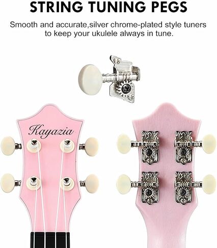 مجموعة أدوات القيثارة Kayazia Soprano مقاس 21 بوصة للمبتدئين والأطفال والكبار Uke Hawaii Mini Guitar مع حقيبة الحفلة (وردي) in Saudi Arabia