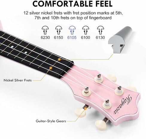 مجموعة أدوات القيثارة Kayazia Soprano مقاس 21 بوصة للمبتدئين والأطفال والكبار Uke Hawaii Mini Guitar مع حقيبة الحفلة (وردي) in Saudi Arabia
