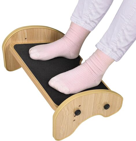 Scalebeard Foot Rest for Under Desk at Work,Wood Under Desk Footrest,4-Angle Adjustable Desk Foot Rest with Non-Slip Surface,Ergonomic Foot Stool Under Desk Footrest for Home and Office,Brown in Kuwait