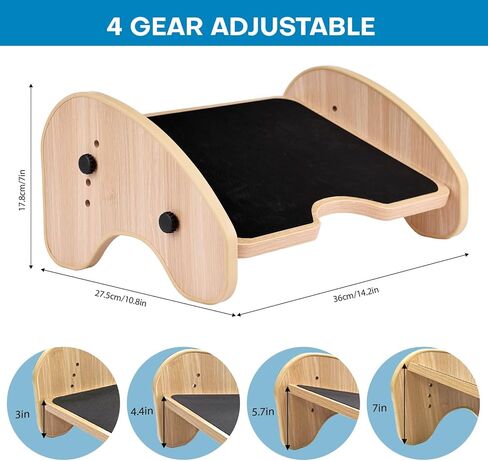 Scalebeard Foot Rest for Under Desk at Work,Wood Under Desk Footrest,4-Angle Adjustable Desk Foot Rest with Non-Slip Surface,Ergonomic Foot Stool Under Desk Footrest for Home and Office,Brown in Kuwait