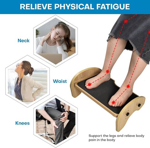 Scalebeard Foot Rest for Under Desk at Work,Wood Under Desk Footrest,4-Angle Adjustable Desk Foot Rest with Non-Slip Surface,Ergonomic Foot Stool Under Desk Footrest for Home and Office,Brown in Kuwait