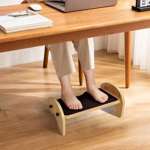 Scalebeard Foot Rest for Under Desk at Work,Wood Under Desk Footrest,4-Angle Adjustable Desk Foot Rest with Non-Slip Surface,Ergonomic Foot Stool Under Desk Footrest for Home and Office,Brown in Kuwait