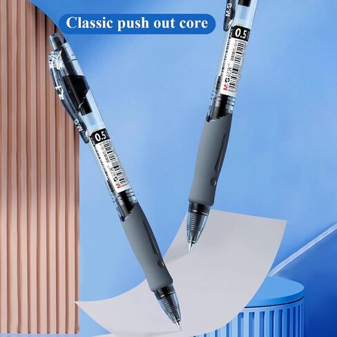 M&G 10PCS Gel Pens Set +10Gel Pen Refills, Black Gel Pen Medium Point, Retractable Eco-Friendly Gel Ink Rollerball Pens with Premium Ink & Comfort Grip for Smooth Writing in Kuwait