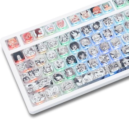 Anime Pudding Keycap,Low Profile Clear Keycaps, XVX Shine Though Side Print Key Cap Set with Dye Sublimation Suitable for Most 75 Percent 60% 100% Cherry MX Gateron Switches Mechanical Keyboard in Saudi Arabia