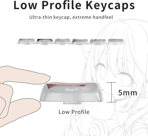 Anime Pudding Keycap,Low Profile Clear Keycaps, XVX Shine Though Side Print Key Cap Set with Dye Sublimation Suitable for Most 75 Percent 60% 100% Cherry MX Gateron Switches Mechanical Keyboard in Saudi Arabia