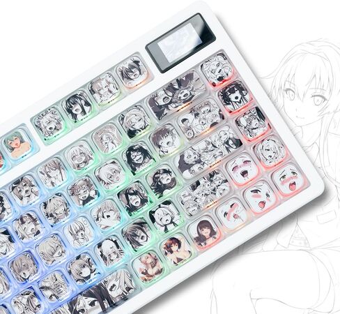 Anime Pudding Keycap,Low Profile Clear Keycaps, XVX Shine Though Side Print Key Cap Set with Dye Sublimation Suitable for Most 75 Percent 60% 100% Cherry MX Gateron Switches Mechanical Keyboard in Saudi Arabia