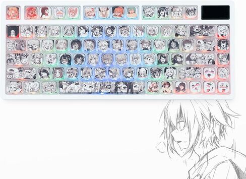Anime Pudding Keycap,Low Profile Clear Keycaps, XVX Shine Though Side Print Key Cap Set with Dye Sublimation Suitable for Most 75 Percent 60% 100% Cherry MX Gateron Switches Mechanical Keyboard in Saudi Arabia