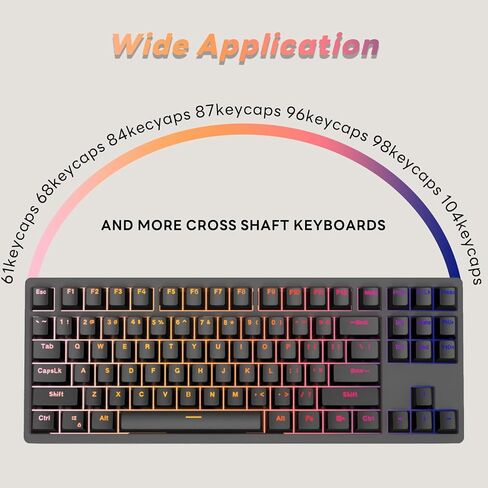 IOAOI PBT Keycaps, Black Keyboard Keycaps 106 Keys Set Custom Keycap Set, Shine Through Keycaps OEM Profile, Universal Compatiability for 100%, 75%, 65%, 60% Keyboard - Black in Saudi Arabia