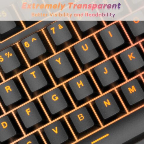 IOAOI PBT Keycaps, Black Keyboard Keycaps 106 Keys Set Custom Keycap Set, Shine Through Keycaps OEM Profile, Universal Compatiability for 100%, 75%, 65%, 60% Keyboard - Black in Saudi Arabia