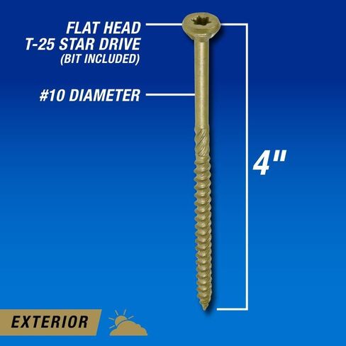 Power Pro 48604 Wood Screws, #10 x 4", Premium Outdoor Deck Screws, Rust Resistant, Epoxy Coated Bronze, 1lb Box, 52 pcs in Saudi Arabia