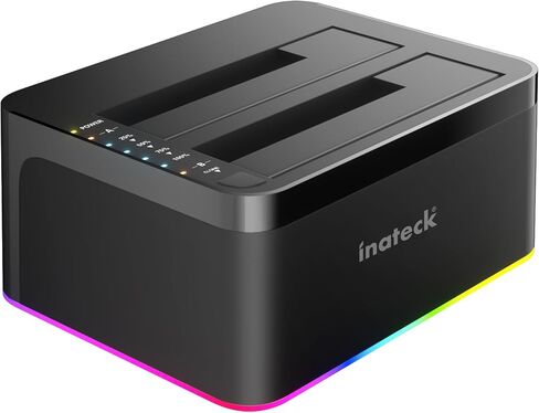 Inateck RGB USB 3.0 USB-C Port Hard Drive Docking Station with Offline Cloning, for 2.5/3.5 Inch SATA HDDs and SSDs, 2 x 20TB Dual Bay Docking Station, UASP Supported, SA02003C in Saudi Arabia