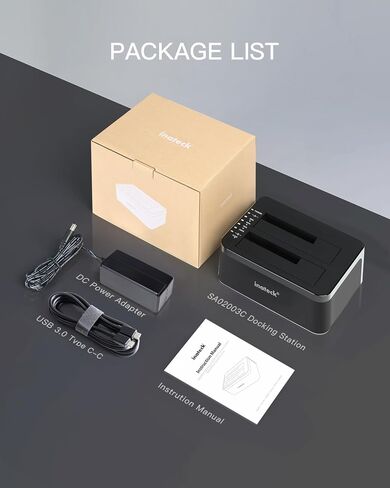 Inateck RGB USB 3.0 USB-C Port Hard Drive Docking Station with Offline Cloning, for 2.5/3.5 Inch SATA HDDs and SSDs, 2 x 20TB Dual Bay Docking Station, UASP Supported, SA02003C in Saudi Arabia