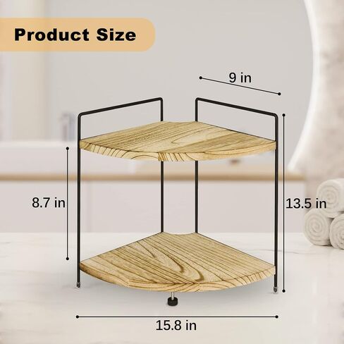 Y&ME YM 2-Tier Corner Shelves for Bathroom Counter Organizer, Wood Makeup Organizer, Perfume Organizer Standing Rack, Vanity Tray for Bathroom and Kitchen Organization, Coffee Station Organizer… in Saudi Arabia