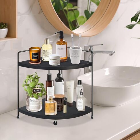 أرفف زاوية Y&ME YM ذات طبقتين لمنظم عداد الحمام، منظم مكياج خشبي، رف قائم لتنظيم العطور، صينية زينة لتنظيم الحمام والمطبخ، منظم محطة القهوة... in Kuwait