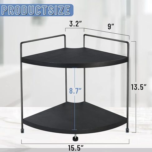 أرفف زاوية Y&ME YM ذات طبقتين لمنظم عداد الحمام، منظم مكياج خشبي، رف قائم لتنظيم العطور، صينية زينة لتنظيم الحمام والمطبخ، منظم محطة القهوة... in Kuwait
