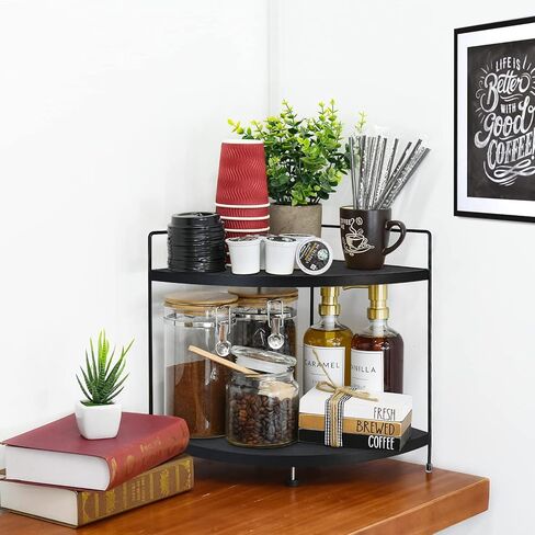 أرفف زاوية Y&ME YM ذات طبقتين لمنظم عداد الحمام، منظم مكياج خشبي، رف قائم لتنظيم العطور، صينية زينة لتنظيم الحمام والمطبخ، منظم محطة القهوة... in Kuwait