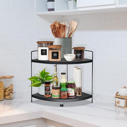 أرفف زاوية Y&ME YM ذات طبقتين لمنظم عداد الحمام، منظم مكياج خشبي، رف قائم لتنظيم العطور، صينية زينة لتنظيم الحمام والمطبخ، منظم محطة القهوة... in Kuwait