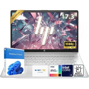 كمبيوتر محمول HP 17.3 بوصة FHD 1080P | معالج Intel Core i5 | ذاكرة وصول عشوائي DDR4 سعة 16 جيجابايت | تخزين 1 تيرابايت + 500 جيجابايت خارجي | لوحة مفاتيح بإضاءة خلفية مع لوحة مفاتيح رقمية | Win11 | شاشة كبيرة لتعدد المهام والعمل والترفيه in Kuwait