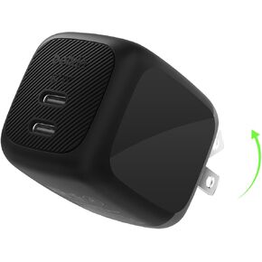 Belkin 2-Port USB C Charger Block 67W, Dual-Port GaN Charger w/ 2X USB C Ports, Fast Charging for MacBook, iPhone 17, iPad Pro, Chromebook, Galaxy S25 Ultra, Pixel 10, & More - Travel Essentials in Kuwait