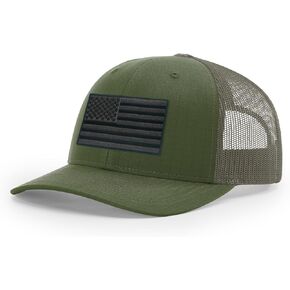 قبعة Joe's USA Richardson 112 Trucker Hat - قبعات ريتشاردسون التكتيكية الفاخرة المكونة من ستة ألواح بعلم الولايات المتحدة الأمريكية in Kuwait