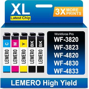 LEMERO Remanufactured Replacement for Epson 822 Ink Cartridges Works with Workforce Pro WF-3820 WF-3823 WF-4820 WF-4830 WF-4833 WF-4834 Printer Replacement for 822XL Ink Cartridges 5 Pack High Yield in Kuwait
