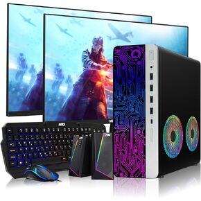 TechMagnet HP G4 Desktop RGB Computer PC Intel i7-8th Gen, 16GB DDR4 Ram 512GB SSD, Dual 24-inch Curved Monitor, RGB Speaker, Gaming Keyboard Mouse, 2X ARGB Fan WiFi, Windows 11 (Renewed) in Kuwait