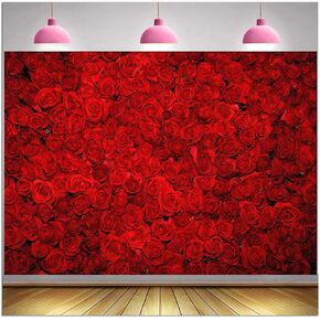 Valentine's Day Red Rose Backdrop Mother's Day Flower Wall Banner Romantic Themed Party Decorations Photography Background Birthday Wedding Bridal Shower Photo Booth Shooting Studio Props in Saudi Arabia