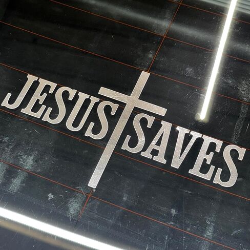ملصق Jesus Saves مقاس 7x4 - ملصق Christian Jesus للسيارة والكمبيوتر المحمول وزجاجة ماء - ملصق ديني من الفينيل مقاوم للماء، هدية إيمانية (أبيض لامع) in Kuwait