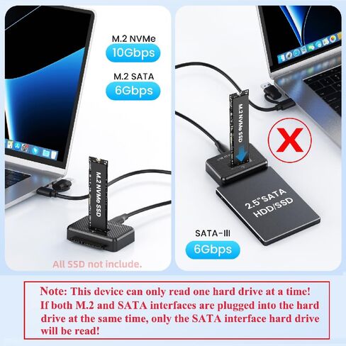 Cablecc USB-C USB3.0 Type-C إلى M.2 NVME M-Key/SATA 2.5 بوصة ثنائي SSD خارجي PCBA لرسو السفن عمودي in Saudi Arabia