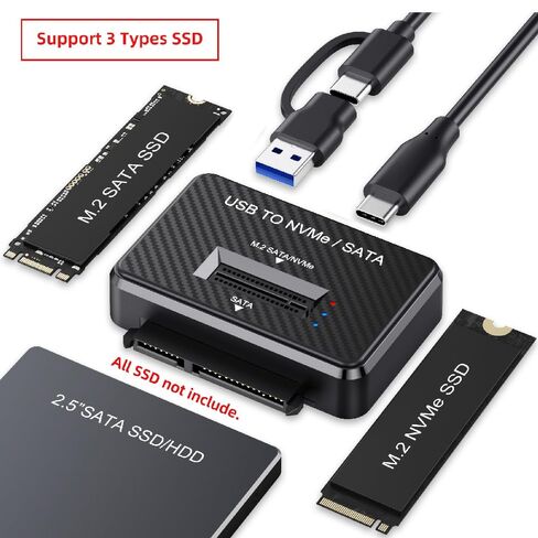 Cablecc USB-C USB3.0 Type-C إلى M.2 NVME M-Key/SATA 2.5 بوصة ثنائي SSD خارجي PCBA لرسو السفن عمودي in Saudi Arabia