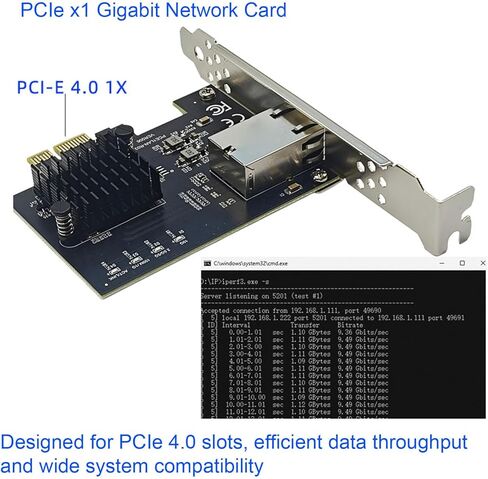 EBTOOLS 10Gbps PCIe Network Card, Gigabit Ethernet Adapter with RTL8127AT Controller, Support for 10 11, Compatible PCIe 4.0 1X 8X 16X Slots in Saudi Arabia
