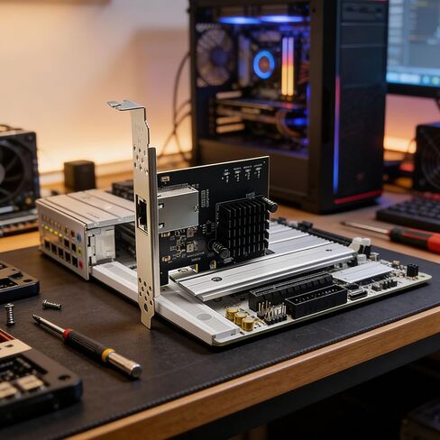 EBTOOLS 10Gbps PCIe Network Card, Gigabit Ethernet Adapter with RTL8127AT Controller, Support for 10 11, Compatible PCIe 4.0 1X 8X 16X Slots in Saudi Arabia