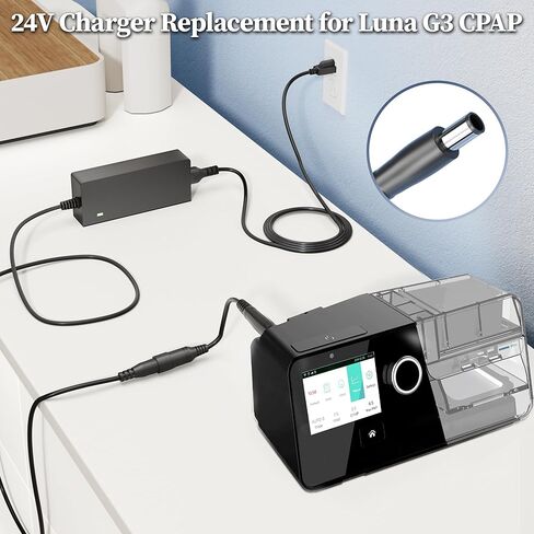 شاحن 24 فولت لـ 3B Luna Model G3 A20 BPAP 25A محول تيار متردد لـ LG3600 LG3500 LG3700 LG3700W E3922318301 REF 10230444 G3A20 G3A25 لـ Yuwell YH480 YH-680D YH-690F مزود الطاقة لجهاز CPAP وBiPAP in Kuwait