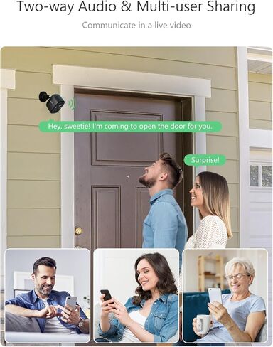 كاميرا أمان لاسلكية 2.5K: خارجية/داخلية، تعمل ببطارية WiFi، كشف الحركة، رؤية ليلية ملونة، محادثة ثنائية الاتجاه، مقاومة للماء (أسود-عبوة واحدة) in Saudi Arabia