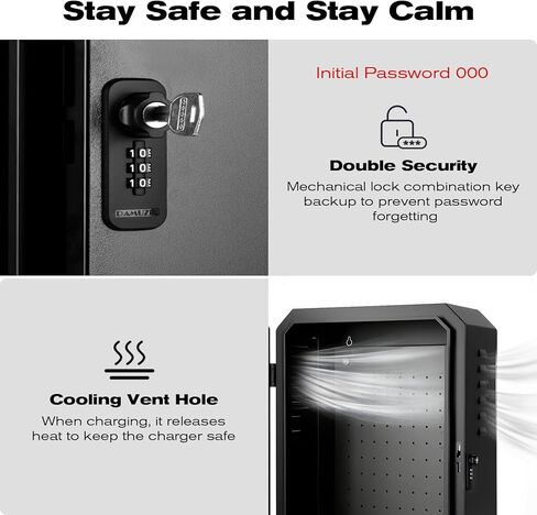 صندوق قفل شاحن EV مدمج لمحطة الحائط - حاوية خارجية مقاومة للماء مع نافذة أكريليك، حامل كابل وقفل، 23 × 16 × 9 بوصة in Kuwait