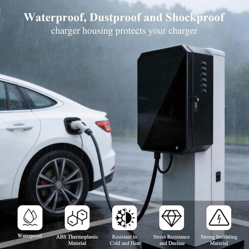 صندوق قفل شاحن EV مدمج لمحطة الحائط - حاوية خارجية مقاومة للماء مع نافذة أكريليك، حامل كابل وقفل، 23 × 16 × 9 بوصة in Kuwait