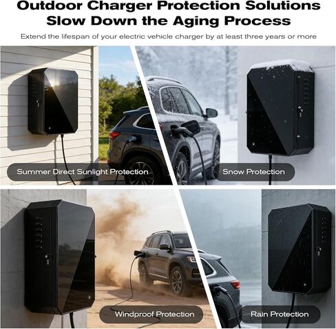صندوق قفل شاحن EV مدمج لمحطة الحائط - حاوية خارجية مقاومة للماء مع نافذة أكريليك، حامل كابل وقفل، 23 × 16 × 9 بوصة in Kuwait