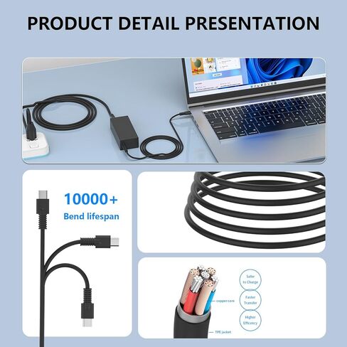 شاحن كمبيوتر محمول USB C بقدرة 65 وات متوافق مع HP ProBook 440 450 640 650 G8 G6 840 850 860 G9 G10 G11 L04650-850 محول إمداد الطاقة (USB نوع C) in Kuwait