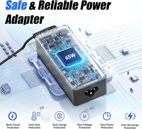 USB C 65W 45W Laptop Charger Compatible with Lenovo Laptop, Thinkpad, Yoga, Chromebook, Thinkbook and More, Type C AC Adapter with 11ft Extra Long Fast Charging Cord in Saudi Arabia