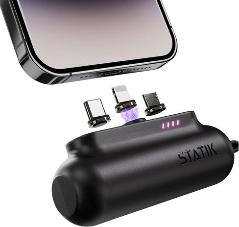 Statik Universal Portable Charger Power Bank: Snap-N-Charge in Sleek Black Design - Ideal for Smarthphones, Tablets, Headphones,Computers - Premium & Compact Design in Kuwait